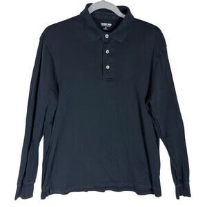 Lands' End Polo Shirt Mens‎ Medium 38-40 Black Cotton Traditional Fit Collared